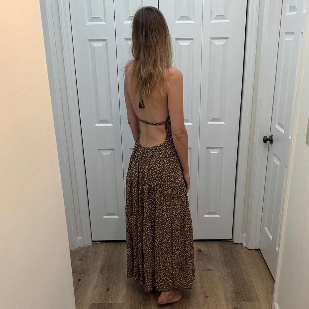 South Moon Under Chocolate Floral Backless Dress
